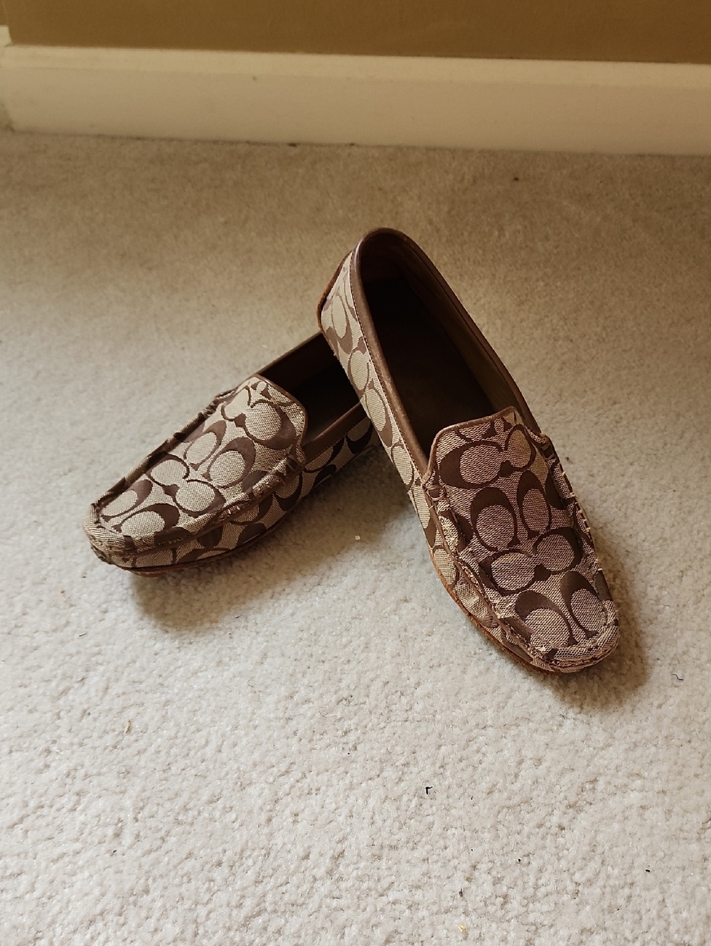 Coach Brown Signature Canvas Women's Driving Loafers